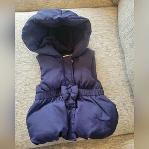 Navy Blue Hooded Puffer Vest puff bow Like new preloved 2T/3T GYMBOREE